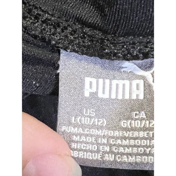 Puma Girls Large (10/12) Black Color Stripe Side Stretch Athletic Running Pants - Picture 7 of 8